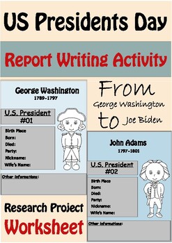 Preview of Presidents Day Activities Research Project Biography Templates & Writing Report