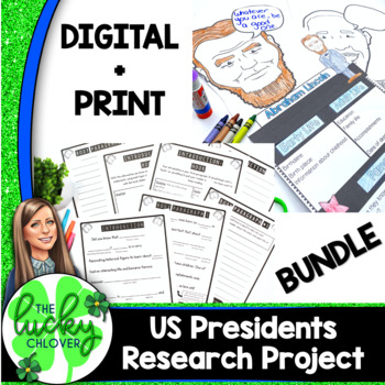 Preview of Presidents Day Research Project and Writing | DIGITAL and PRINT Activities Craft