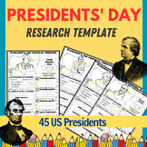 Presidents’ Day Research Template, 45 U.S Presidents, Pres