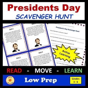 Preview of President's Day Activity Scavenger Hunt Washington and Lincoln with Easel Option