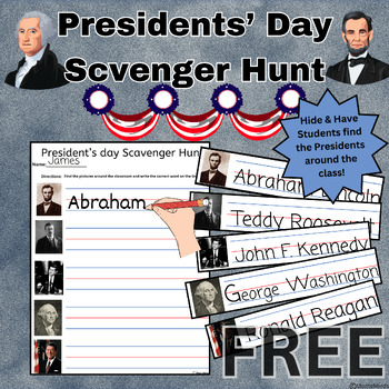 Preview of Presidents' Day Scavenger Hunt//Montessori, Lower EL (FREE)