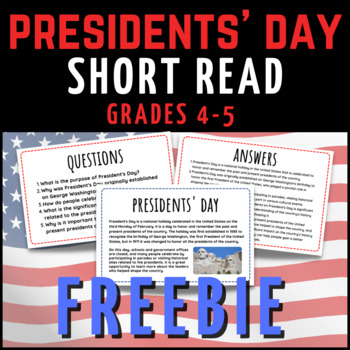 Preview of Presidents' Day Short Read Literacy Center