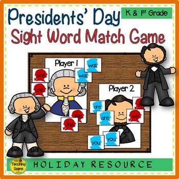 Preview of Presidents' Day Sight Word Match Game