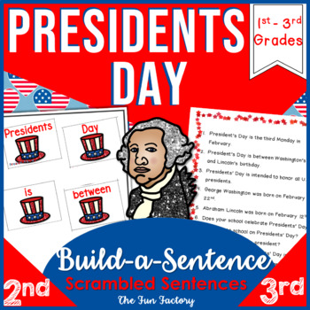 Preview of Presidents Day Scrambled Sentences - Sight Words Building Sentences