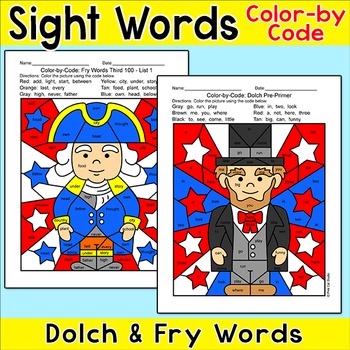 Presidents' Day Activity Color by Sight Word: George Washington