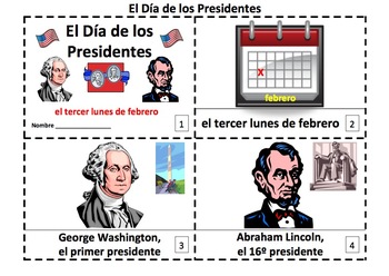 Preview of Spanish Presidents' Day Emergent Reader Booklets - El Dia de los Presidentes