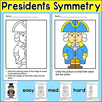 Preview of Presidents' Day Math Symmetry Activity: George Washington, Abraham Lincoln