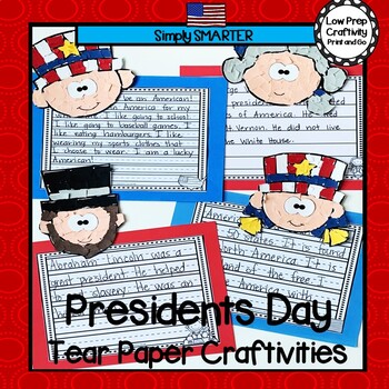Preview of Presidents Day Tear Paper Fine Motor Writing Craftivities