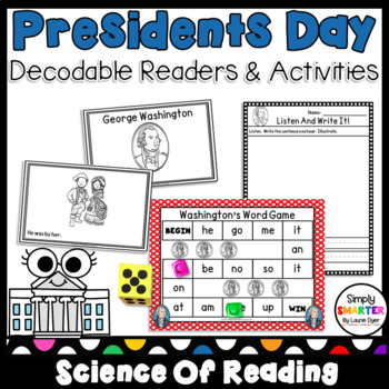 Preview of Presidents Day Themed Science Of Reading Decodable Readers & Activities