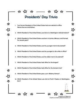 Preview of Presidents' Day Trivia - FREE!