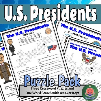 Preview of Presidents' Day U.S. Presidents Crossword Puzzle and Word Search Pack