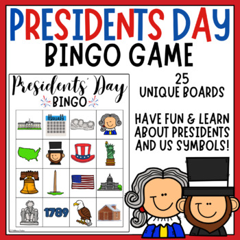 Preview of Presidents Day & US Symbols BINGO Game- 25 Boards