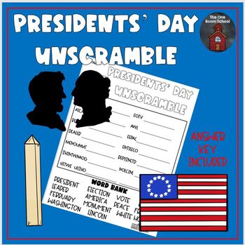 Preview of Presidents' Day Unscramble FREEBIE