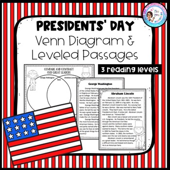 Preview of Presidents' Day Venn Diagram & Leveled Passages