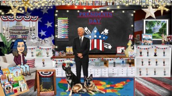 Preview of Presidents Day Virtual Room (Google Slide & PowerPoint)