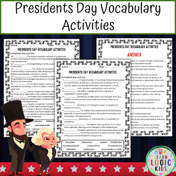 Preview of Presidents Day Vocabulary Activities