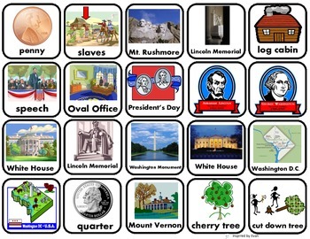 Preview of President's Day Vocabulary Picture Squares for Autism