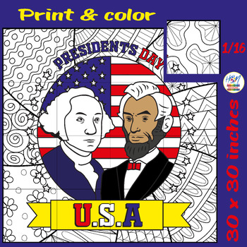 Preview of Presidents Day: Washington and Lincoln Collaborative Coloring Poster Activities