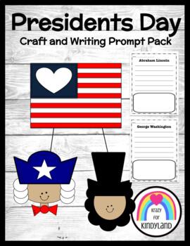 Preview of Presidents' Day: Washington & Lincoln Flag Craft and Writing Activity