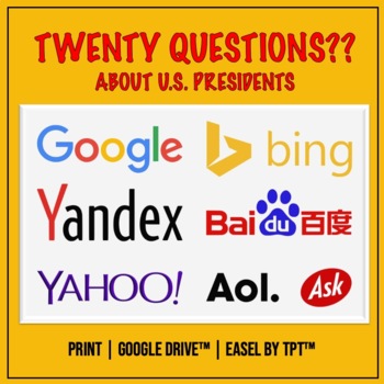 Preview of Presidents Day WebQuest Activity |  Print | Google Drive™ | Easel™