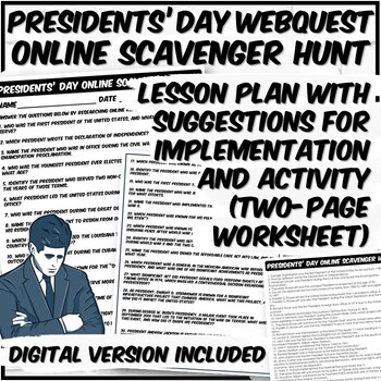 Preview of Presidents' Day Webquest Activity with Digital Option