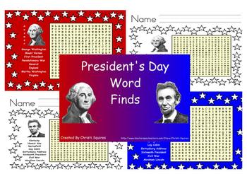 Preview of Presidents' Day Word Find SMARTBoard and PDF Word Find
