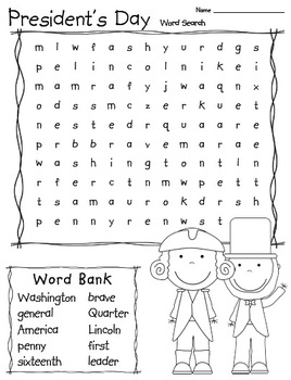 Preview of President's Day Word Search