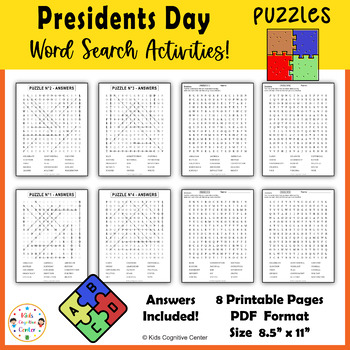 Preview of Presidents Day Word Search, Presidents Day Puzzle, Presidents Day Activities.