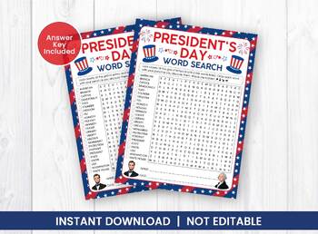 Preview of Presidents Day Word Search Puzzle for Kids