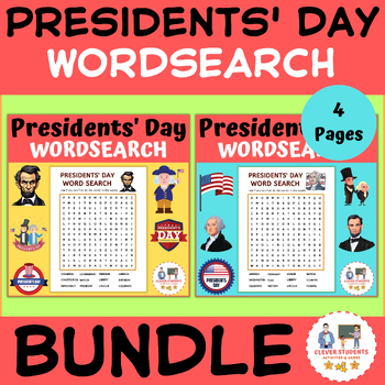 Preview of Presidents' Day Word Search | Vocabulary Worksheets | BUNDLE