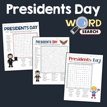 Preview of Presidents Day Word Search Work Puzzle Activity Vocabulary Worksheet Bundle