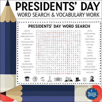 Preview of Presidents' Day Word Search and Vocabulary Activities