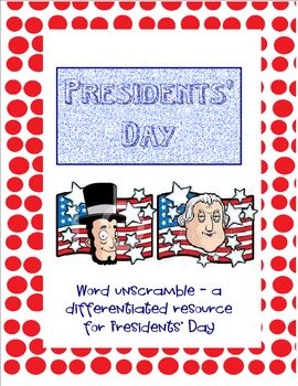 Preview of Presidents' Day Word Unscramble