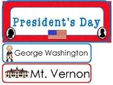 President's Day Word Wall Weekly Theme Bulletin Board Labels.