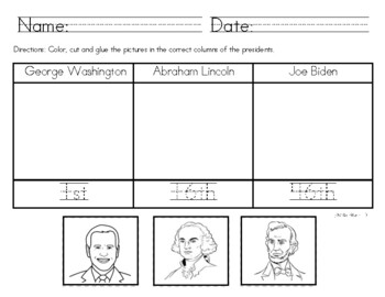 Preview of Presidents' Day Worksheet