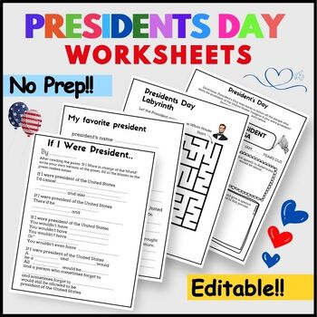 Preview of Presidents Day Worksheets & Activities - Grade ,2nd,3rd,4th,5th- February