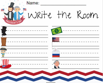 Preview of Presidents Day Write the Room Freebie! EDITABLE!