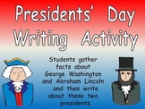 Presidents' Day Writing Activity- Kindergarten & First Grade
