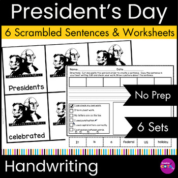 Preview of Occupational Therapy President's Scrambled Build a Sentence Writing Activities