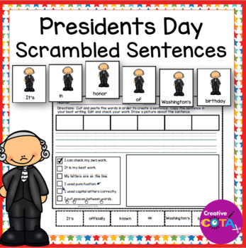 Preview of Occupational Therapy President's Scrambled Build a Sentence Writing Activities