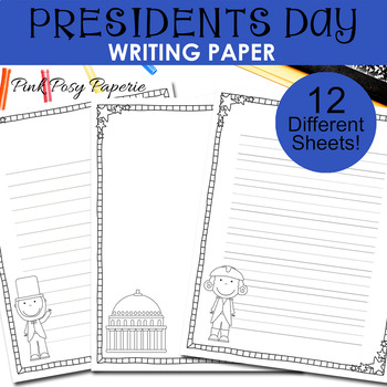 Preview of Presidents Day Writing Paper - Unlined and Lined - Research Writing