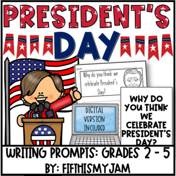 Preview of Presidents Day Writing Prompts | Digital Included