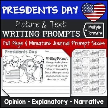 Preview of Presidents Day Writing Prompts with Pictures | Presidents Day Journal Prompts