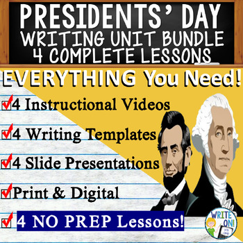 Preview of Presidents' Day Writing Prompts  Presidents' Day Activities, Worksheets, Rubrics