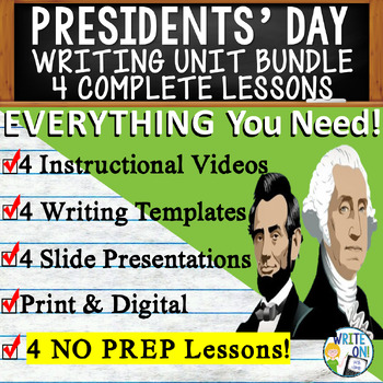 Preview of Presidents' Day Writing Unit - 4 Essay Activities, Graphic Organizers, Quizzes