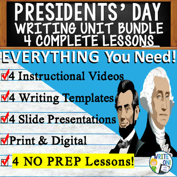 Preview of Presidents' Day Writing Unit - 4 Essay Activities Resources, Graphic Organizers