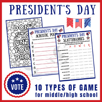 Preview of Presidents Day fun independent reading Activities Unit Sub Plans Early finishers