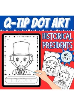 Preview of Presidents Day dot q tip art craft activity NO PREP
