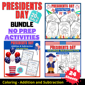 Preview of Presidents' Day for Preschool.Kindergarten February Sheets BUNDLE