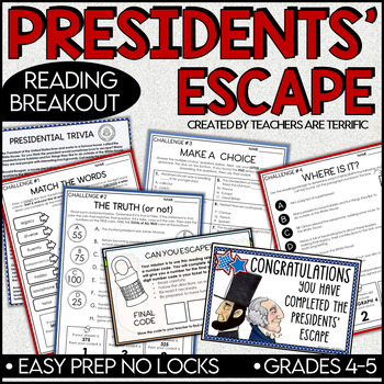 Preview of Presidents' Escape No-Locks Informational Reading Breakout